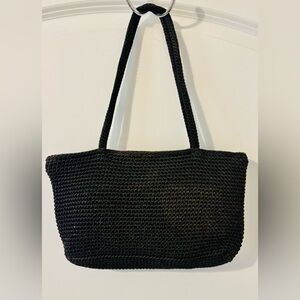 1990’sThe SAK Black Crochet Lined Small Handbag Purse Solid Classic 12” X 8” X 3